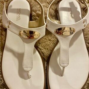 Michael Kors White and Gold Sandals